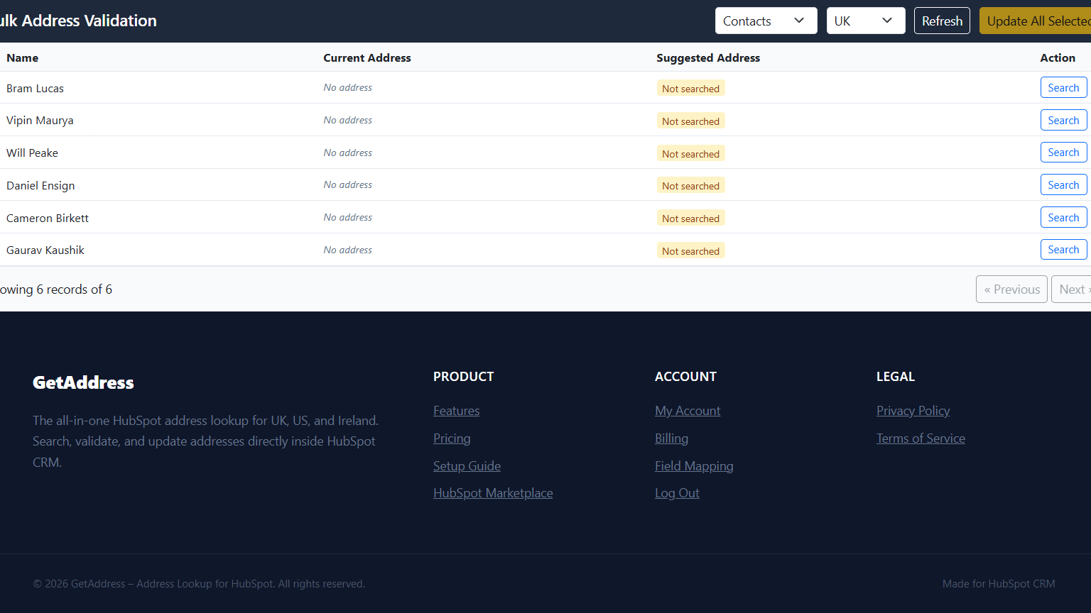 bulk update interface