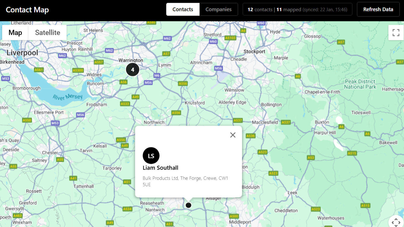 show hubspot contacts on map